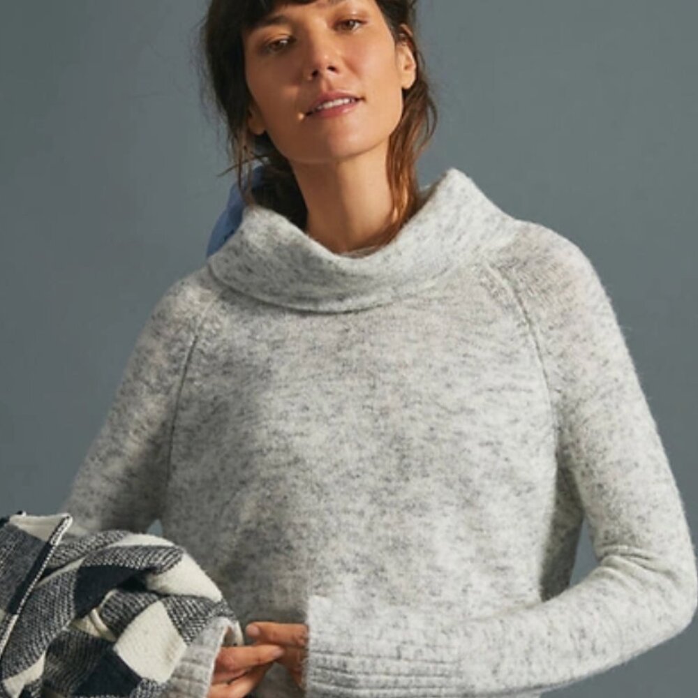 ANTHROPOLOGIE Glenna Cowl Neck Sweater In Grey
